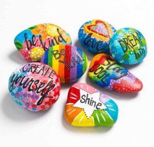 Colorfully painted rocks