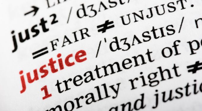 Clip of a dictionary page showing part of the definition of justice