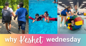 Collage of three camp photos with text overlay that says "Why Keshet Wednesday"