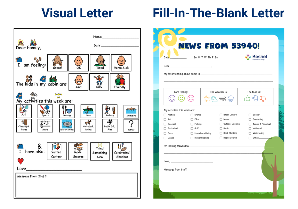 Photos of the visual letter and fill in the blank letter