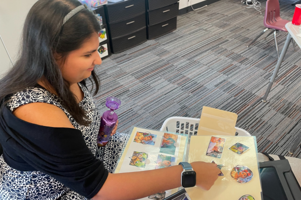 Transition student working on a vocational sorting activity at her desk