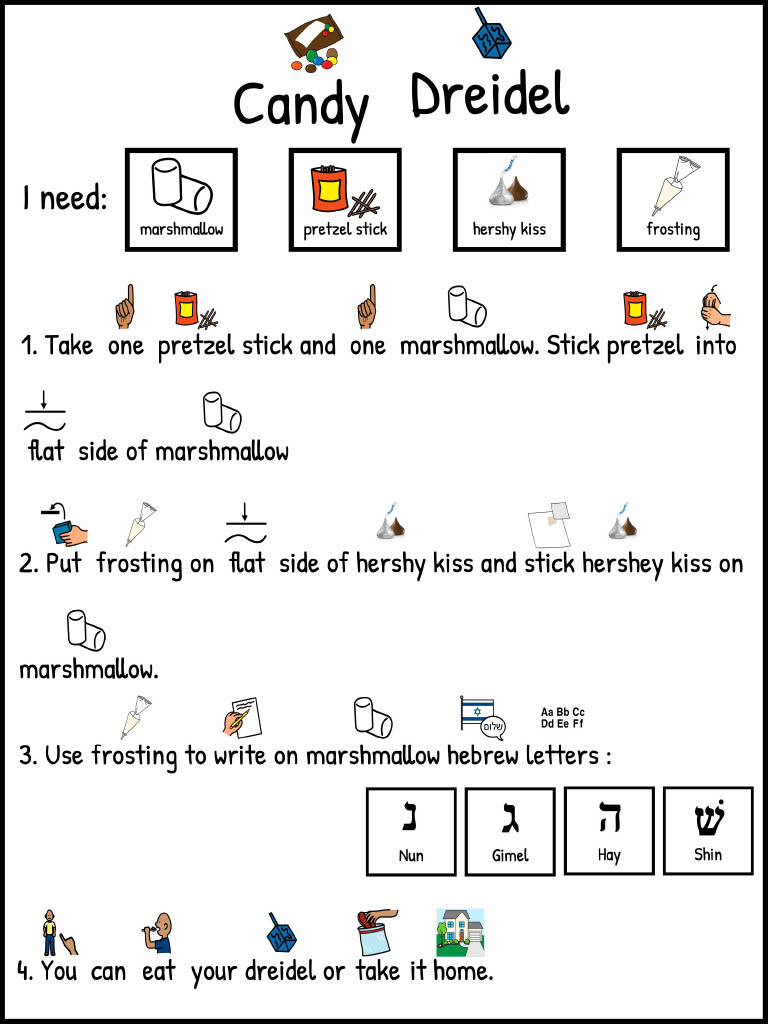 Candy dreidel visual instructions