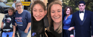 Pictures of Carole, Amy and Margaret with their children with text below that reads "Happy Mother's Day"