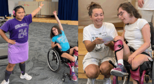 Two photos of Emma at Center Stage camp