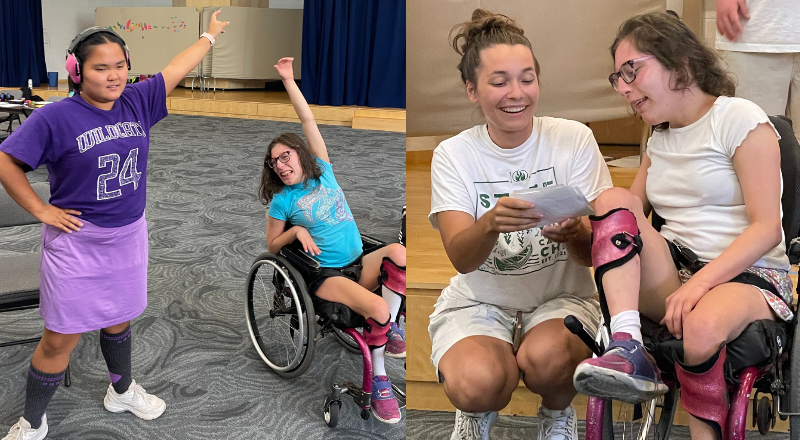 Two photos of Emma at Center Stage camp