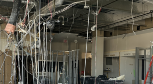 internal demoltion showing just wires in the building