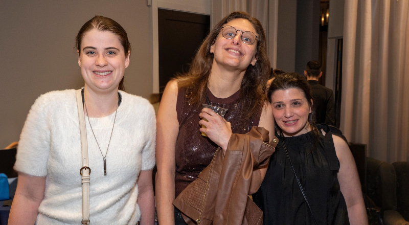 Leah standing with two friends at the Keshet banquet