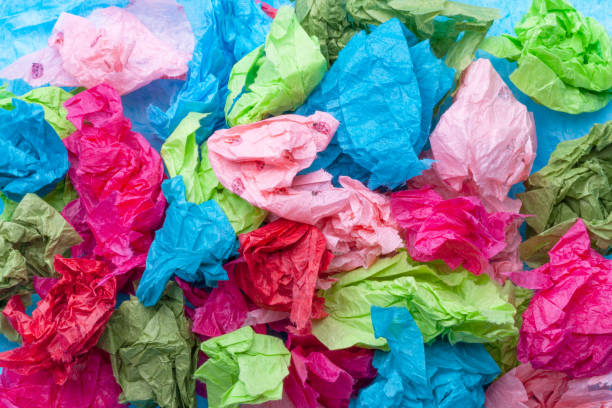 colorful tissue paper all scrunched up next to each other