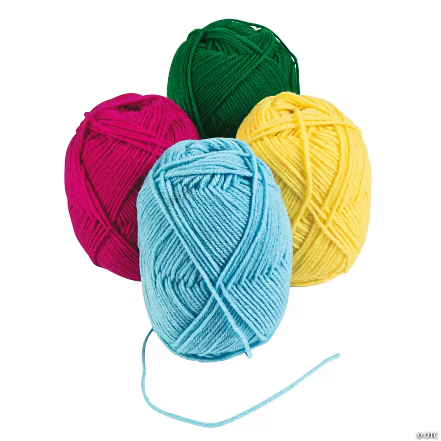4 balls of colorful yarn